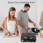 Countertop Single Cast Iron Burner 1000 Watts Electric Hot Plate with Adjustable Temperature 6.1" Cooktop for Dorm, Office, Home, Camp, Compatible for All Cookwares