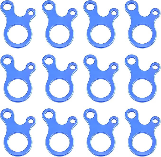 TRIWONDER Guyline Cord Adjuster Rope Tensioner Tent Guy Line Paracord Tightener Loop Alien Aluminum Alloy for Camping Hiking (Blue (Snail Shape) - 12 Pack)