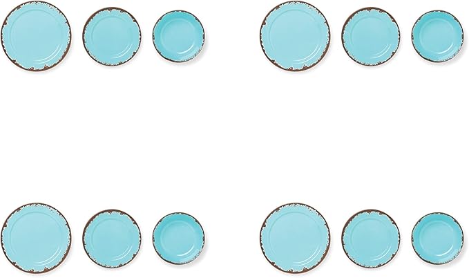 Fox Run Melamine Dinnerware Set Teal, 10"