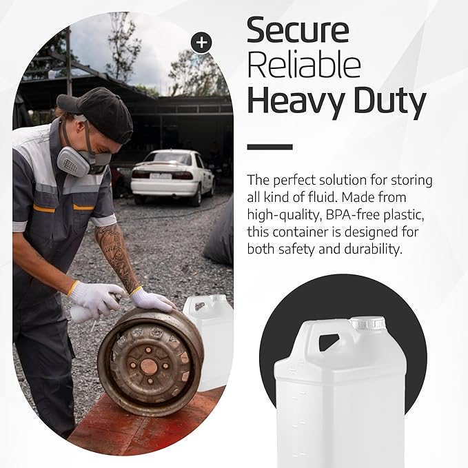 kitchentoolz 2.5 Gallon Water Jug – Water Container Heavy-Duty HDPE Carboy for Automotive Used Oil Container & Liquid Storage – 10 Liter Water Jugs with Secure Lid – Made in USA