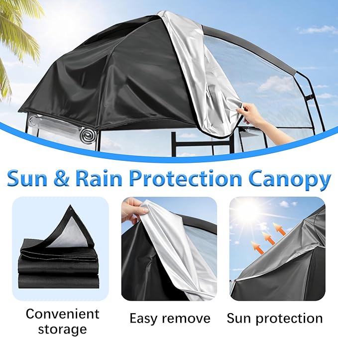 Sports Tent, Portable Sports Tent Shelter Fits 2-4 Persons,6.3FT Height Clear Bubble Tents for Sports Games and Camping,Providing Shelter from Wind and Rain (Black)