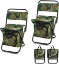 Jerify 2 Pcs Fishing Chair with Cooler Bag Multi-Function Foldable Compact Fishing Stool Hunting Chair Portable Backrest Stool with Folding Backpack for Finishing Camping Hunting Travel(Camo Color)