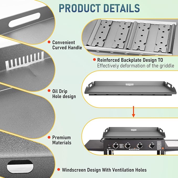 Upgrade Griddle Replacement Top for Blackstone 36 Inch Flat Top Grill 1554 1818 1820 1825 2151, Heavy Duty Steel Flat Top Griddle Replacement for 36" Blackstone
