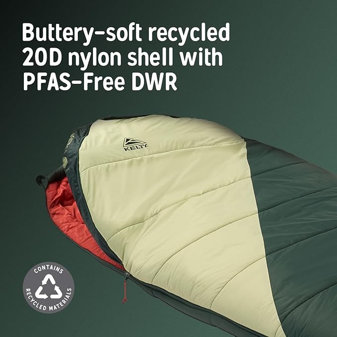 Kelty Cosmic Synthetic Fill 20 Degree Backpacking Sleeping Bag – Compression Straps, Stuff Sack Included