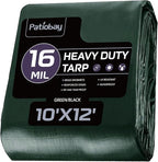 Tarp 10x12 Feet, 16 Mil Waterproof Tarps Heavy Duty with Brass Grommets, Thick Plastic Tarp, UV Resistant Tear&Fade Resistant, Reinforced Edges for Outdoor Pool Car Camp Tent