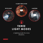 NEBO Big Poppy Lantern, Flashlight & Power Bank | 300 Lumens, 15 Hours Run Time, Rechargeable LED Spotlight, Pop-Up Flame Emulator & Lantern Modes, Water Resistant, Includes Micro-USB Charging Cable