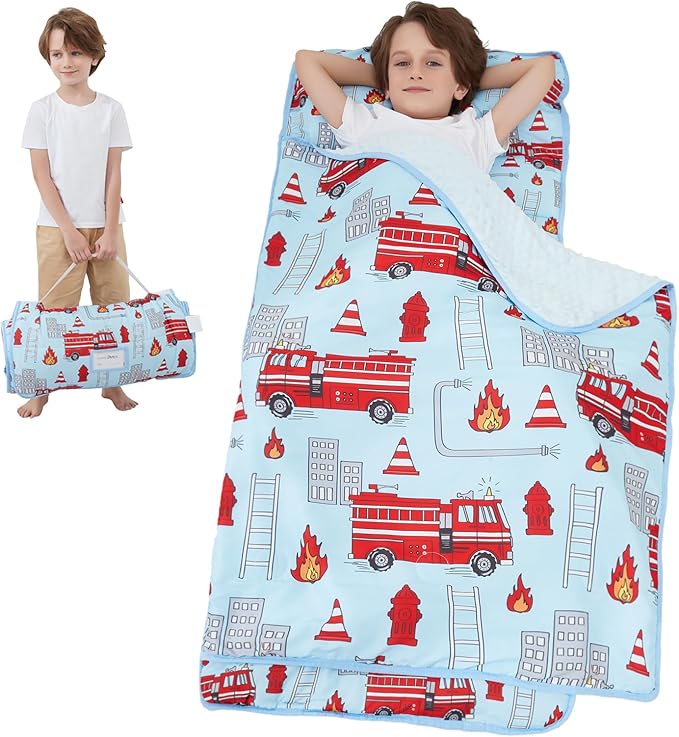 Toddler Nap Mat, Kids Sleeping Bag with Pillow & Minky Blanket, Girls Extra Large Rolled Nap Mats for Preschool Daycare Camping Kindergarten