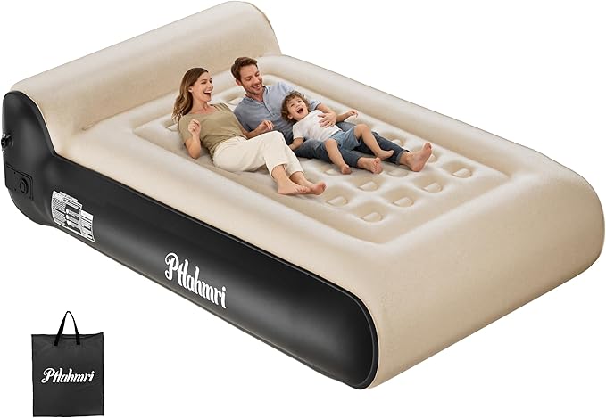 Queen Air Mattress Full with Built in Pump for Camping 16" High Speed Inflatable Mattress Inflation Completed in 3 Minutes, Luxury Blow up Mattress Comfort Flocked Airbed for Guest,Home