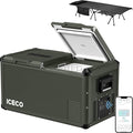 ICECO VL75ProD 12 Volt Refrigerator Dual Zone, 75L/79Qt Portable Freezer with SECOP, 0-50°F, Dual Zone Fridge with APP Control, Dual USB DC&AC, Electric Cooler For RV| With Camping Cot-Black