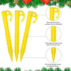 Inflatable Stakes and Tethers, Include Plastic Tent Stake, Tether with Hook Inflatable Spikes Christmas Halloween Holiday Party Decoration Accessories for Garden Yard Home Lawn Yellow (36 Pieces)