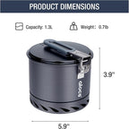Alocs 1.4L Camping Pot, Lightweight Camping Cookware with Heat Exchanger, Portable Durable Camping Essentials Cooking Set for Backpacking Hiking Traveling