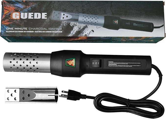 GUEDE One Minute Igniter Electro-Torch Fire Starter, Electric Charcoal Starter and Lighter, BBQ Smoker, Grill Starter, Super Heated Air with Built-In Blower
