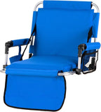 LET'S CAMP Folding Stadium Seat Bleacher Chair with Cup Holder, Mesh Bag and Hide Hooks, Portable Stadium Chair with Back and Cushion