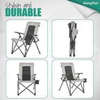 SUNNYFEEL Ergonomic High Back Camp Chair - 500lbs Heavy Duty Folding Chair, UV-Resistant Portable Camp Chair with Hard Armrests, Cup Holder＆ Bag for Outdoor, Basebal, Travel, Sports, Hiking, Fishing