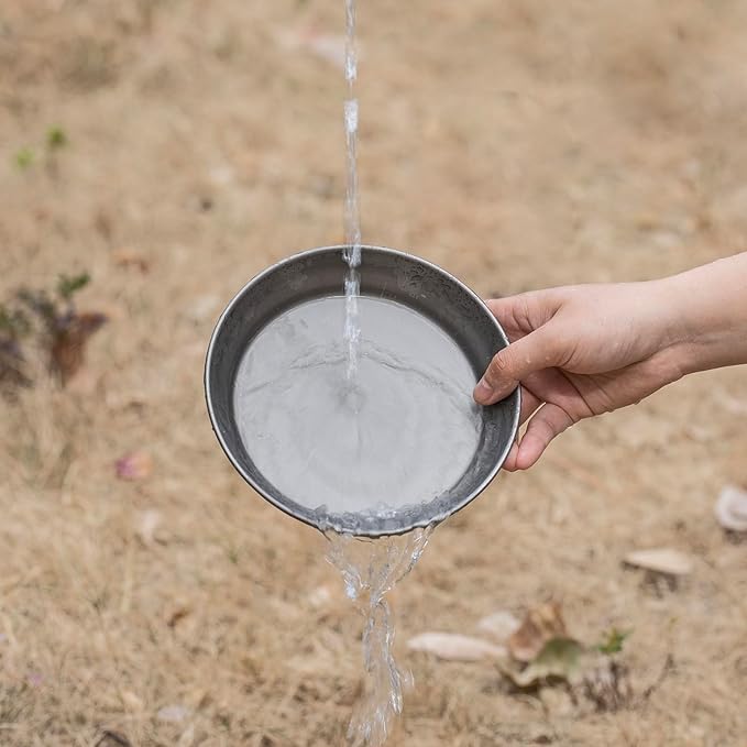 iBasingo 183mm Titanium Trek Plate Dishes Saucer Portable Kitchen Tableware Small Pan Ultralight for Outdoor Travel Backpacking Camping Hiking & Home Everyday Use Ti1109T