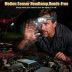 LED Headlamp Lightweight with Red Light Motion Sensor, 5 Modes USB-C Rechargeable, 6-Hour Runtime, Waterproof Headlamps for Adults Rechargeable for Camping,Running,Fishing,and Work, 2 Pack