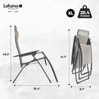 Lafuma Futura XL Zero Gravity Outdoor Steel Framed Lawn Recliner Chair with Armrest, Extra Wide Recliner, and Adjustable Neck Pillow, Seigle