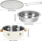 Portable Charcoal Barbecue Grill, 1pc Mini BBQ Grill Multifunctional Charcoal Grill Smokeless Round Tabletop Charcoal Grill for Indoor Outdoor Cooking Home Party Picnic Camping (Beige)