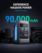 Anker SOLIX C300 DC Power Bank Station with Car Charging Cable, Outdoor 288Wh, Portable Power Station, LiFePO4 Battery, 300W Solar Generator, for Camping, Traveling, and Emergencies