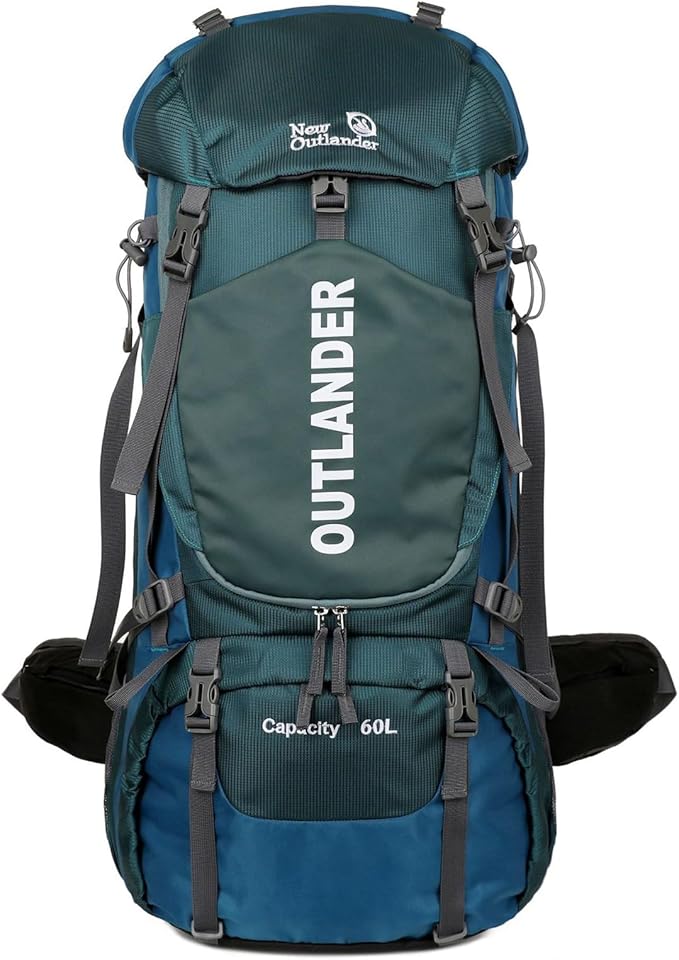 Hiking Backpack Camping Light Travel Backpack for Men Women with Shoe Compartment Rain Cover Can Hang Water Bag Green Blue Black Optional for Hiking Camping Traveling 60L Capacity