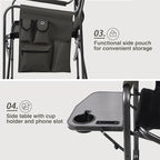 EVER ADVANCED Aluminum Lightweight Folding Director Chair, 350lbs Heavy Duty Camping Chair with Side Table & Storage, 19" Joint-Friendly Height Easy to Stand, Portable Makeup Artist & Vendor Chair