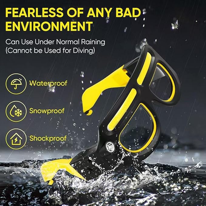 LED Glasses Rechargeable Headlight Glasses with Motion Sensor and Touch Control, Adjustable EDC Headlamp Flashlight Glasses with Lights, 5 Modes USB C Light up Hands-Free Glasses for Camping Emergency
