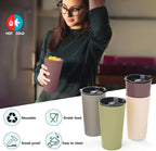 4 Pack Plastic Travel Coffee Mug Set, 20 oz Spill Proof Drinking Cups with Lids, Pobtable to Go Camping Coffee Tumbler Reusable Coffee Mugs with Lids, Dishwasher & Microwave Safe