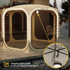 East Oak Screen House Tent Pop-Up, Portable Screen Room Canopy Instant Pop Up Screen Tent 12 x 12 FT with Carry Bag for Patio, Backyard, Deck & Outdoor Activities, Beige