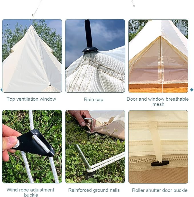 Outdoor Camping Tent, 5-6 Person Tent, Outdoor Waterproof Cotton Canvas, Family Camping Bell Tent, Easy Set Up for Camp Backpacking Hiking Outdoor Interesting