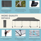 EROMMY 10x30 Pop Up Canopy Tent, Commercial Instant Canopy Heavy Duty with Roller Bag, 8 Sand Bags, 8 Wind Ropes & Ground Nails, Outdoor Canopies for Events, Parties and Camping, Blue