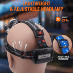 BORUIT LED Rechargeable Headlamp,Super Bright Head Lamp Flashlight,Battery Powered 4 Modes IPX4 Waterproof Headlamps for Adults Kids Outdoor Hunting Hiking Camping Fishing Running
