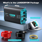 1000 Watt Pure Sine Wave Inverter, Power Inverter for Car, Camping, Solar, RV, Truck, Home, 12V DC to 120V AC Inverters with 3 AC Outlet, 30W USB-C, 5V 3.1A USB, Remote Control, Surge 2000W