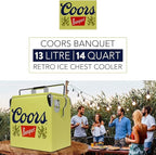 Coors Banquet Retro Ice Chest Cooler - Portable Ice Bucket with Bottle Opener, Vintage Style, Insulated for Camping, Beach, Picnic, RV, BBQs, Tailgating, Fishing, 18 Can, 14 qt (13L)