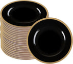 PARTY BARGAINS 13-Inch Charger Plates - 48 Pack, Black Gold Rim, Heavy-Duty Disposable Chargers for Elegant Dining - Ideal for Weddings and Formal Events