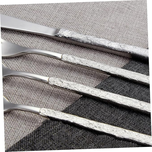 1 Set Household Heavy Mirror Dinnerware Dishwasher Tableware Dinner Forks Outdoor Spoon Kitchen Knives Safe Cutter Travel Duty Serving Stainless Home Knife Steak for Kit Camping Kitchenware