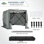 COBIZI Pop Up Gazebo Screen Tent Screen House for Camping, 10x10 Screen Room with Mosquito Netting, Hub Tent Instant Screened Canopy with Carrying Bag and Ground Stakes, Gray