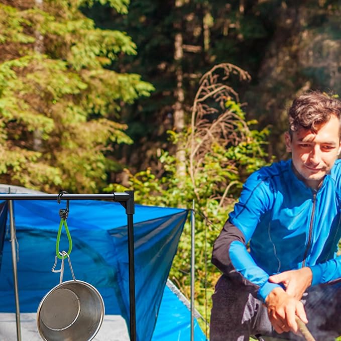 Tent Cords, Elastic Short Tent Straps with Hook, Small Straps for Hammock, Hiking, Awning, Canopy, Portable for All Weather