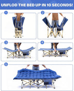 Sportneer Camping Cot: 1200D Double Layer Oxford Camping Cots for Adults - Heavy-Duty Foldable Cots for Camping Travel Tent Day Outdoor & Home Guest, Camping Cots with Mattress Carry Bag & 2 Pockets