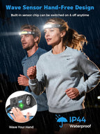 Smiling Shark TS-4 Headlamp, Dual Spotlight with 4X Floodlight & Strobe LED Head Torch Rechargeable 2400mAh Long-Lasting Hands-Free Design for Camping Hiking Running Jogging (2 Pack)