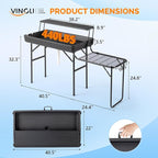 VINGLI Ice Table with Extra Storage Shelf,Side Table,Portasble Cooler Side Table with Removable Skirt, Patio Table, Indoor & Outdoor Bar for Events, Parties and Camping