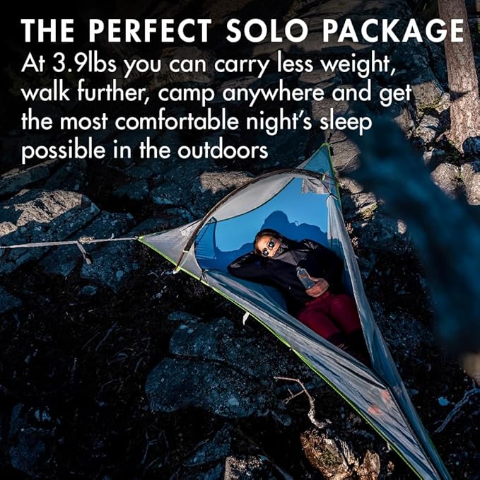 Tentsile UNA V3 Solo Tree Tent Hammock, 1-Person Capacity, Anti-Roll System, Ratchet and Straps Included, Portable Tree House Shelter, Designed in The UK
