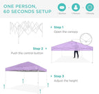 Best Choice Products 8x8ft Pop Up Canopy Tent, Outdoor Shade, 1 Person 1 Minute Set Up, Carry Case, 4 Weight Bags - Lilac/White