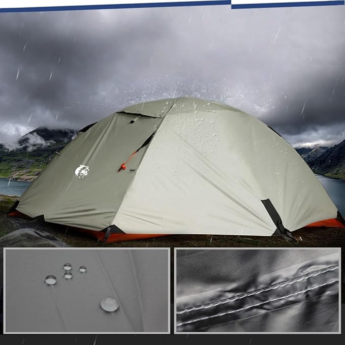 Waterproof Backpacking Tent 2 Person, Double-Layer Warm Rainstorm-Proof Outdoor Tent, Lightweight and Suitable for Hiking, Mountain Climbing and Camping in The Wild