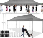 COBIZI 10x30 Pop up Canopy Tent 10x30 Canopy No Sidewall Waterproof Heavy Duty Commercial for Parties Outdoor Garden Gazebo Tent, Carry Bag with Wheel(10x30ft No Sidewalls, Gray)