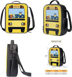 School Bus Backpack and Lunch Box Cool Kids Backpack Lightweight Portable Bookbag and Lunch Box Set for Boys 4pcs School Bag for Boys 6-7 Outdoor Travel Daypack Hiking Camping