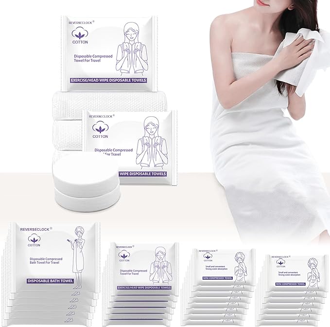 Disposable Towel Set Compressed Towels Large Bath Towel Face Towel Cotton Thick Portable Reusable Washcloth for Travel Camping Hiking Swimming Outdoor Sports Beauty Salon Cleaning Travel Kit for Hotel