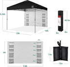 Best Choice Products 10x10ft Pop Up Canopy Tent with Sidewall, 1 Person 1 Minute Set Up, Carry Case, 4 Weight Bags - Black