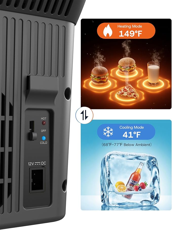 Upstreman Personal Electric Cooler/Warmer, 8L Capacity, All Season Portable Car Fridge with 12V DC and Shoulder Strap, Car Cooler for Road Trips, Camping and Daily Use-AR11