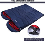 REDCAMP Flannel Sleeping Bag for Adults, Comfortable Cotton Sleeping Bags for Camping with Detachable Hood, Red/Grey/Blue/Black