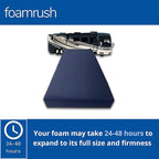 FoamRush 10" x 39" x 80" Camping Cot Gel Memory Foam RV Mattress Replacement with Canvas Navy Cover, Medium Firm, Made in USA, Camper Trailer, Removable Water-Resistant Outdoor/Indoor Cover w Zipper